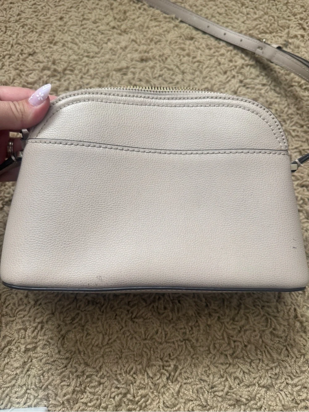 kate spade pebble leather dome crossbody in light taupe